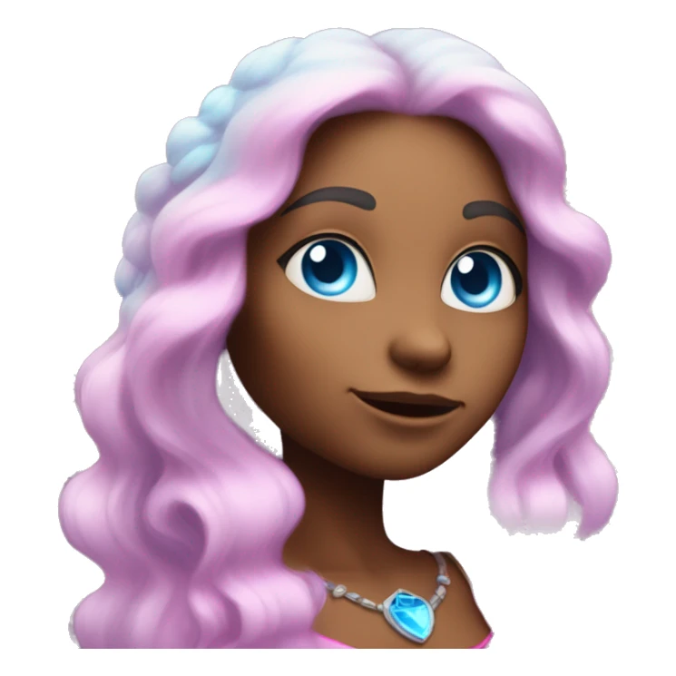 loving magical diva with pink andromedan skin long hair and blue eyes glowing third eye sticker