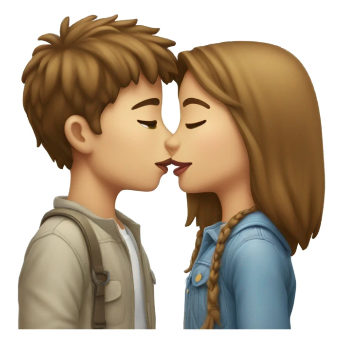 Girl and boy kissing each other in lips sticker