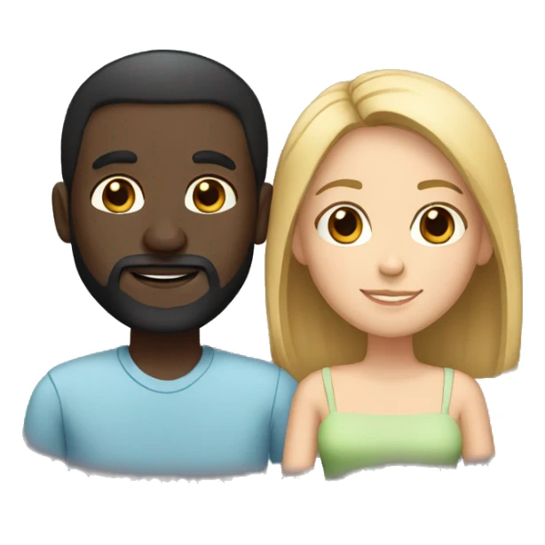 mixed couple , husband has black skin with a beard and wife is white sticker