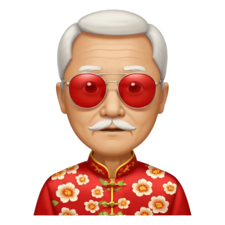 cheongsam ancient old man with sunglasses sticker