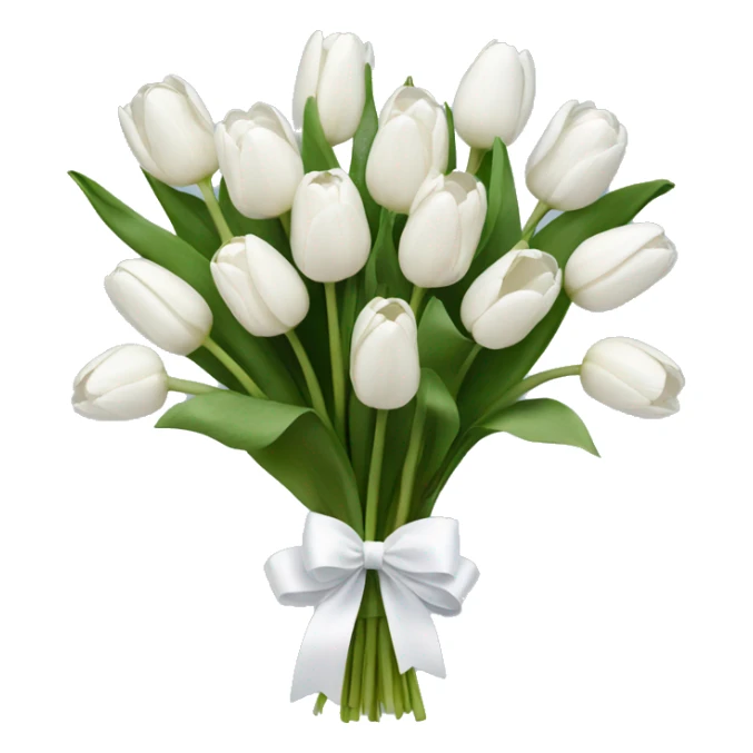 Bouquet of white tulips with a white bow  sticker