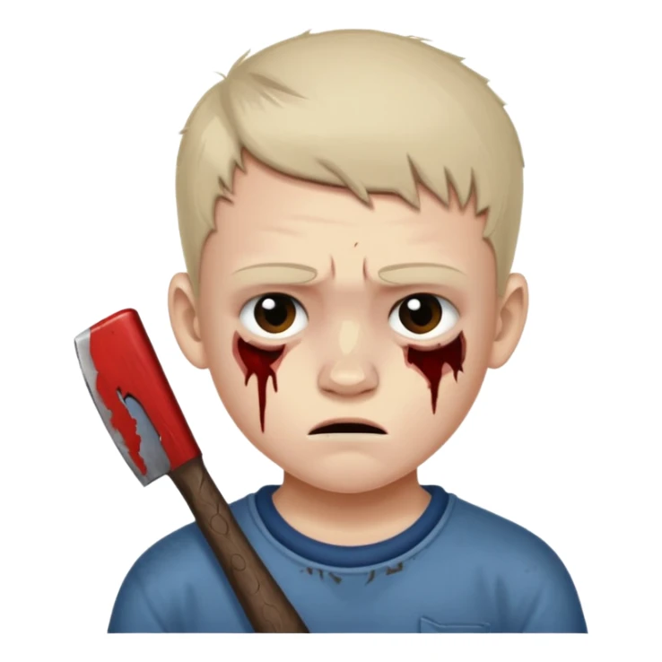 13 y/o Brian robeson at the beginning of Hatchet
distressed, has hatchet, bruised sticker