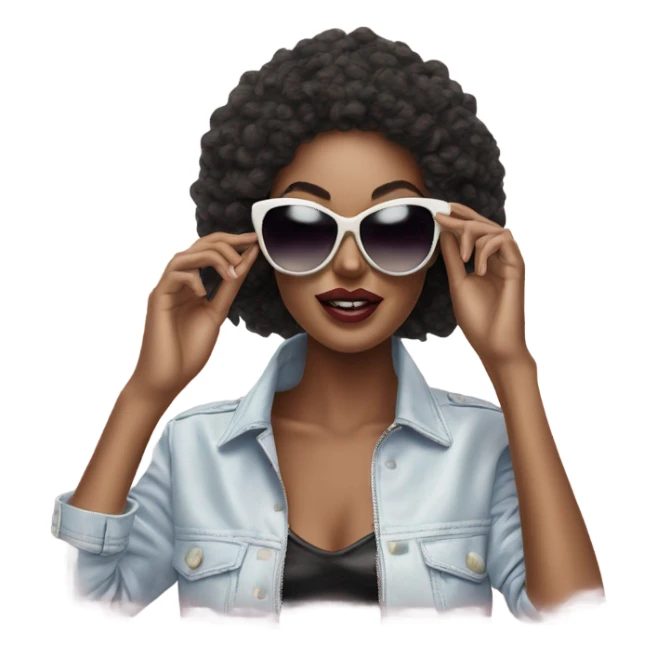 Hyper Realistic beautiful high fashion model putting on sunglasses  sticker