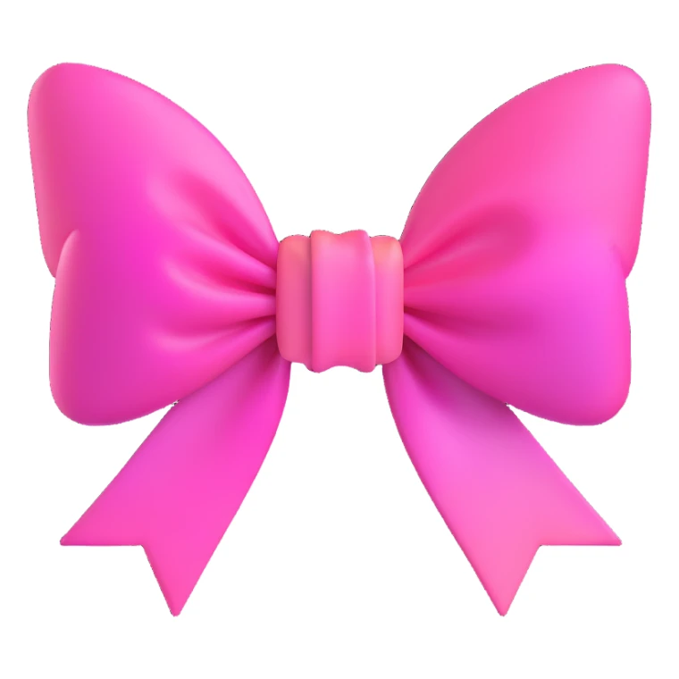 3D emoji style bow, light pink, soft glowing aura sticker