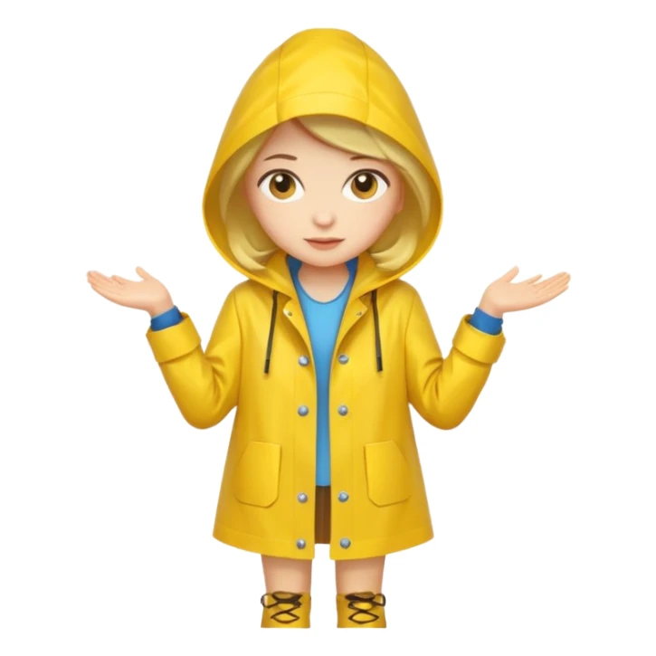 Girl in a yellow raincoat full body  sticker