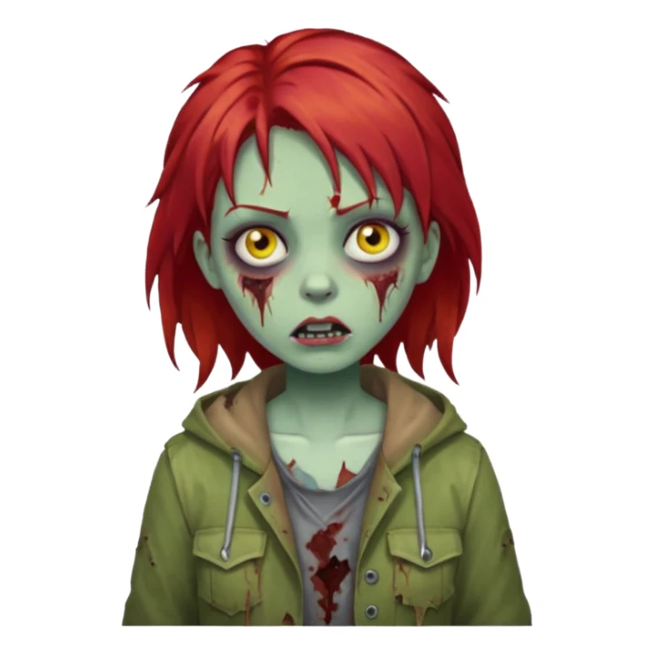 girl zombie with red hair sticker