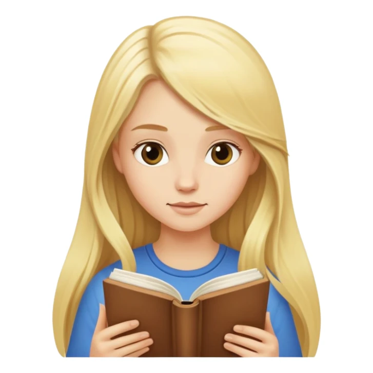 blond girl with long hair reading a book sticker