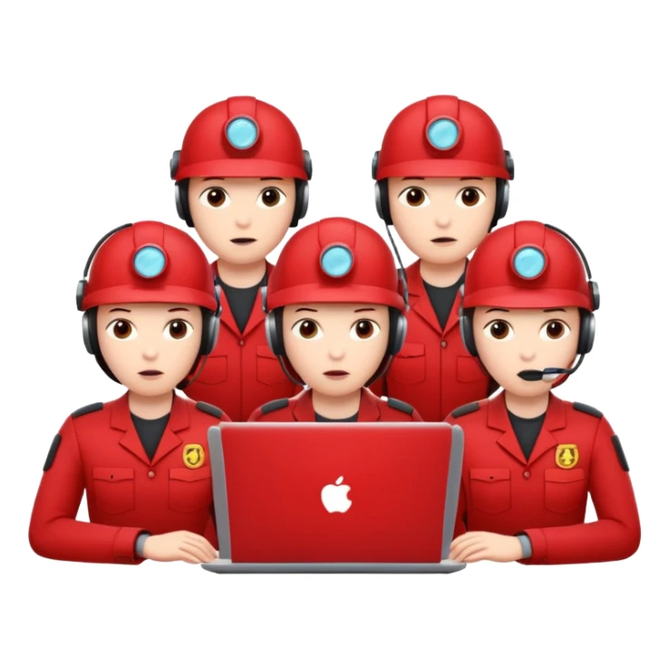 AI Agent red team looking at the laptop facing right very focused trying to come up attacks to stress test the system and find loopholes

 sticker