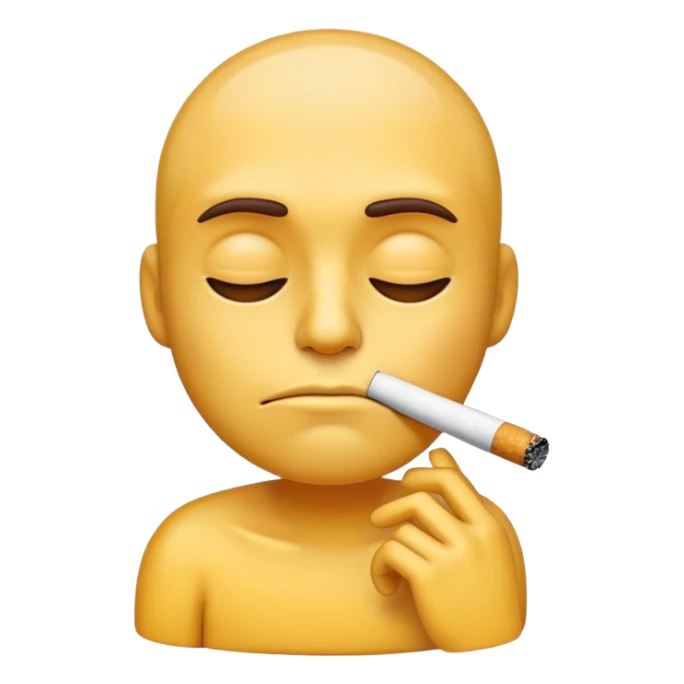 tired emoji face taking a smoke of a cigarette sticker