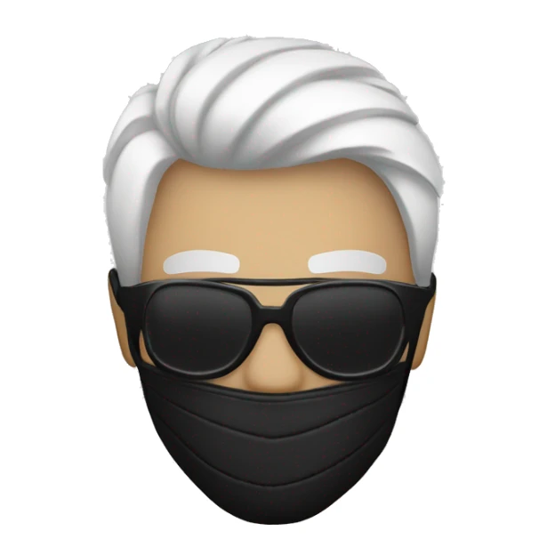 whte people, black leather jacket, black leather white spike design mask, LED X eye glass sticker