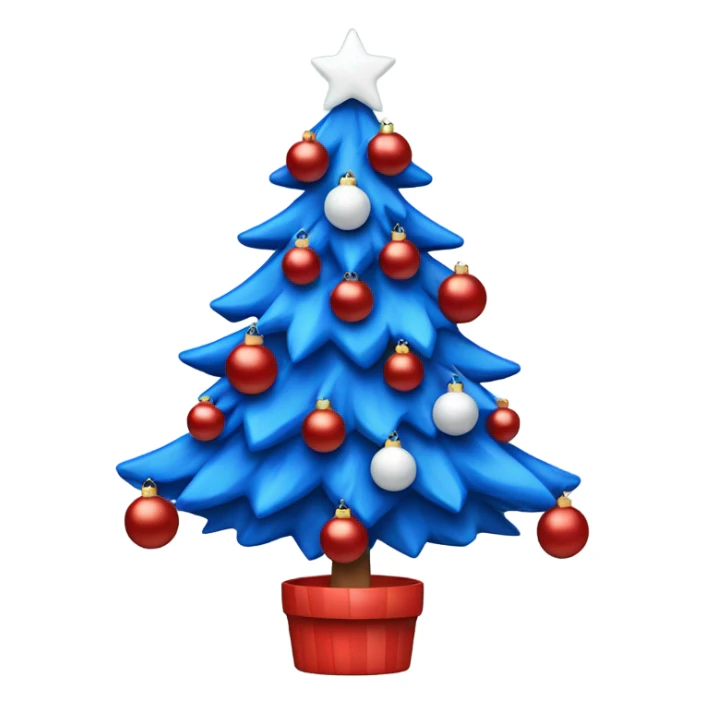 Blue Christmas tree with red and white ornaments  sticker