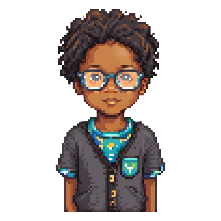 Black child wearing glasses sticker