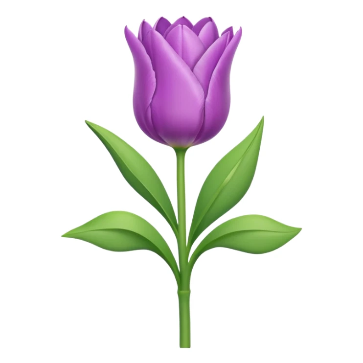 Lilac single tulip with leaves and stem sticker