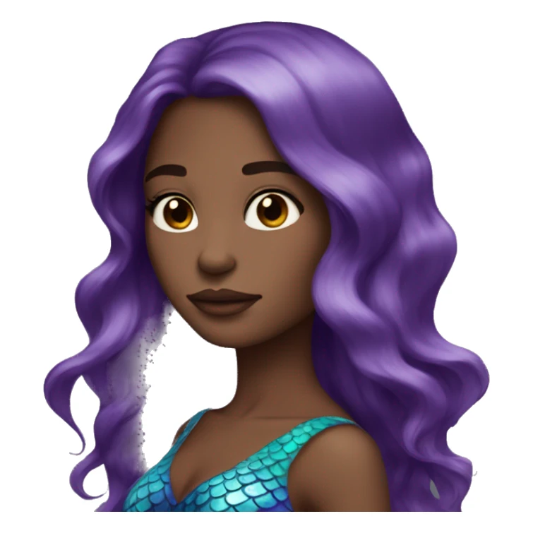 Blue and purple mermaid long brown hair makeup sticker