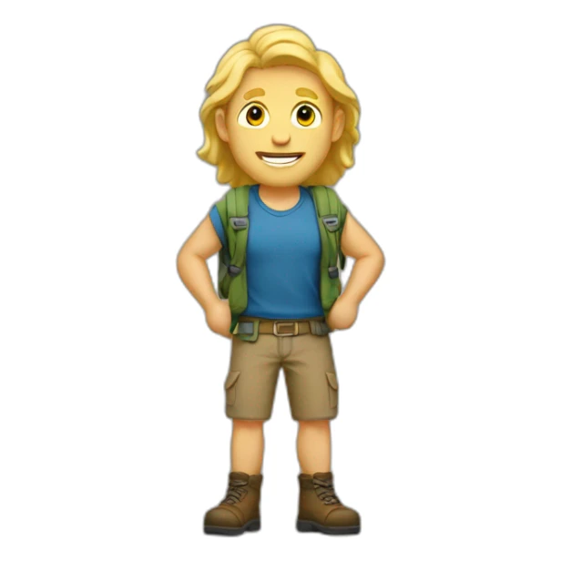 -A blond hiker entrepreneur where his whole body is seen sticker