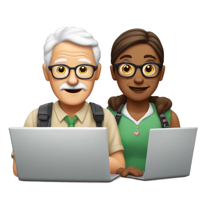 white and nerd Grandparents in Day St Valentines with laptops sticker