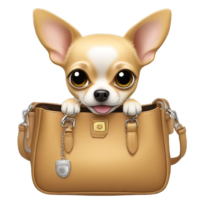 Blonde chihuahua (no white markings) riding in a purse sticker