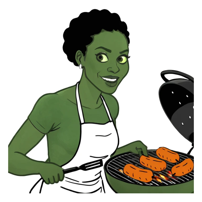 Bald head black women grilling sticker