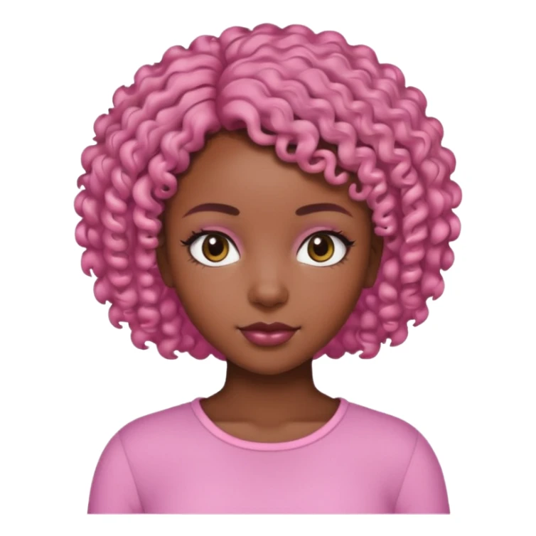 black girl with pink short curly hair sticker