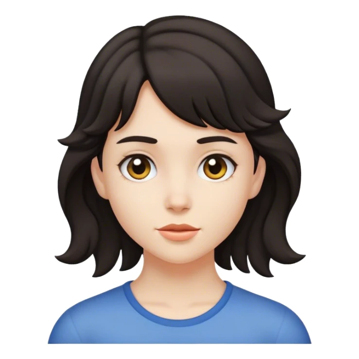 matt girl with super small short mullet wavy dark hair sticker