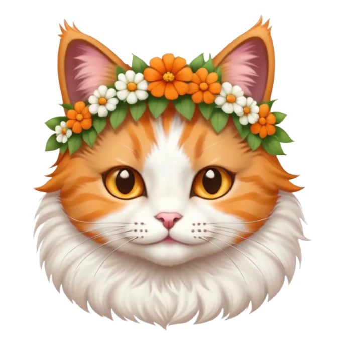 cat wearing a flower crown and holding a 'Nan' sign sticker