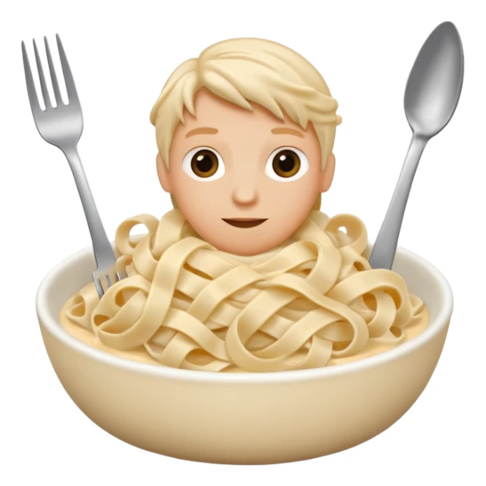 white creamy saucy fettuccine with a fork   sticker