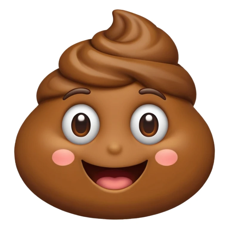 classic poop emoji, brown swirl, cheerful face sticker