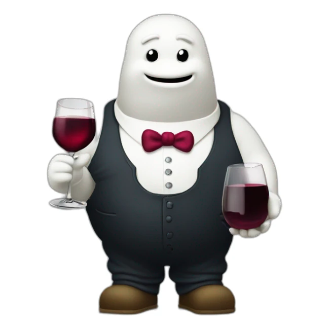 michelin man holding glass of red wine sticker