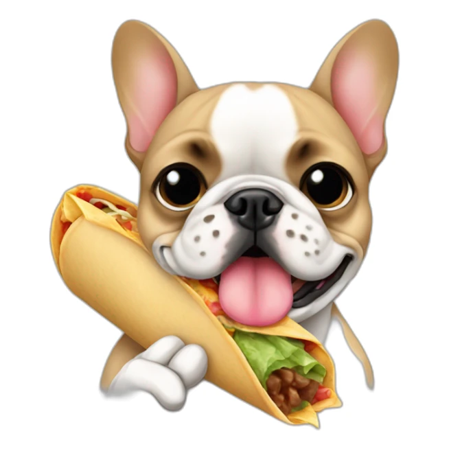 a french bulldog eating a burrito sticker