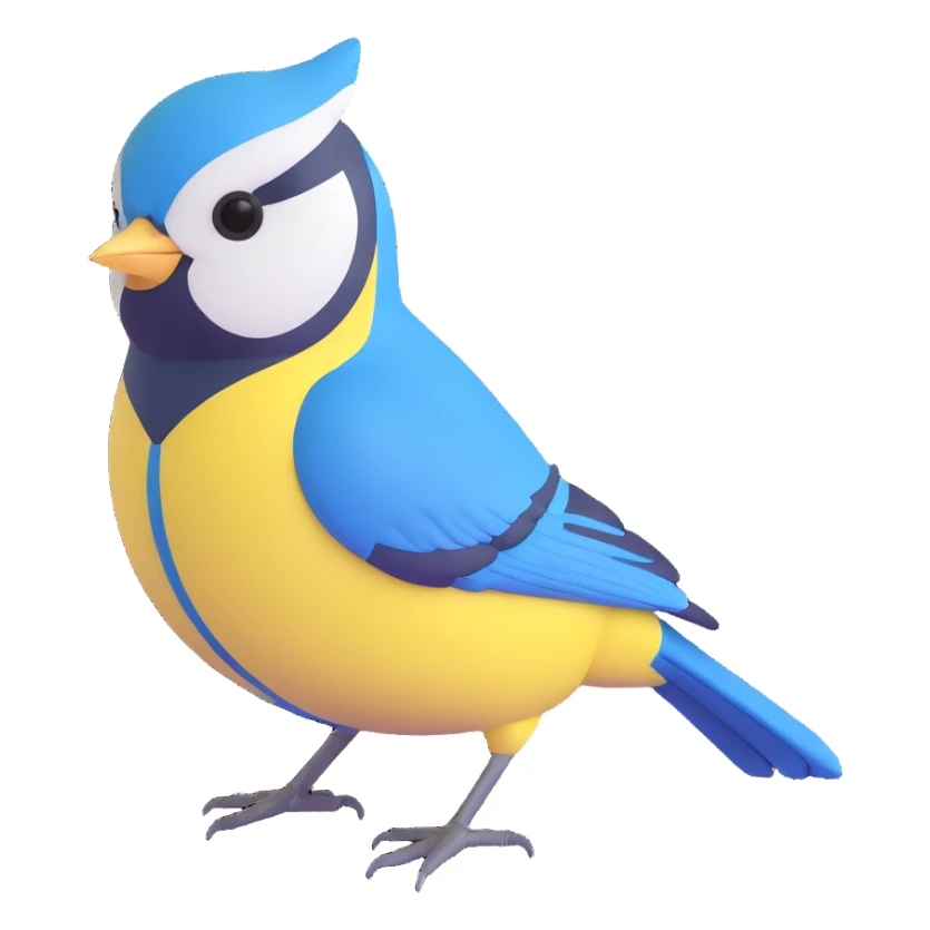 Eurasian blue tit bird with yellow chest and blue head sticker