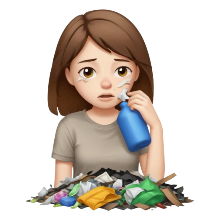 brown haired girl who smells like garbage with it around her sticker