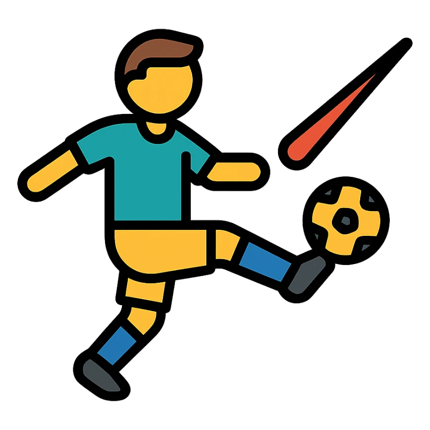 color outline icon of a soccer player with a laser beam sticker
