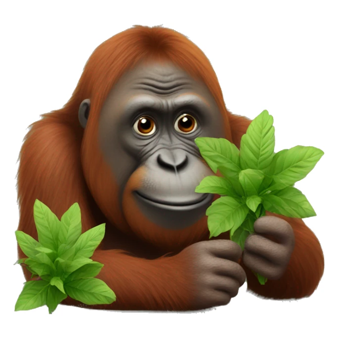 fat orangutan eating weeds sticker