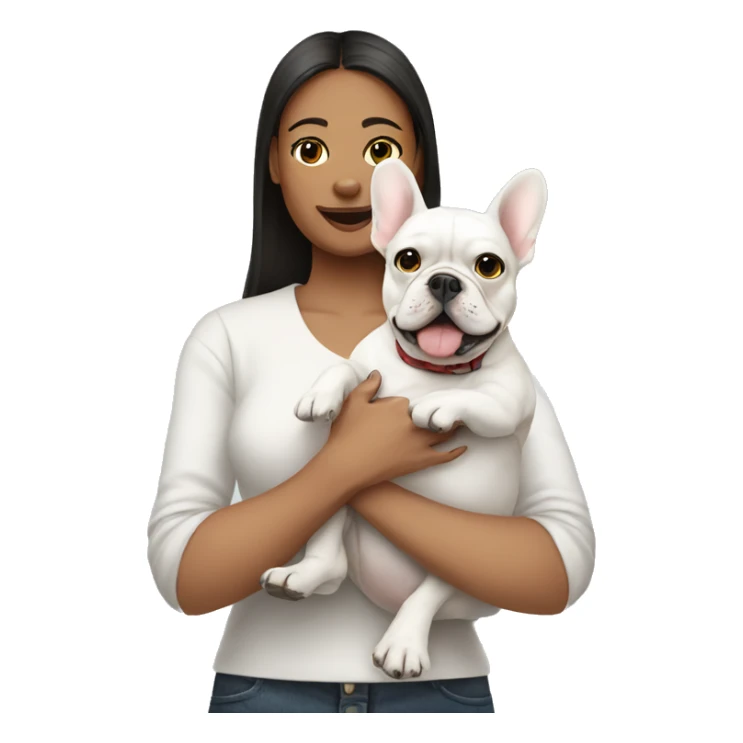 Woman holding white French bulldog sticker