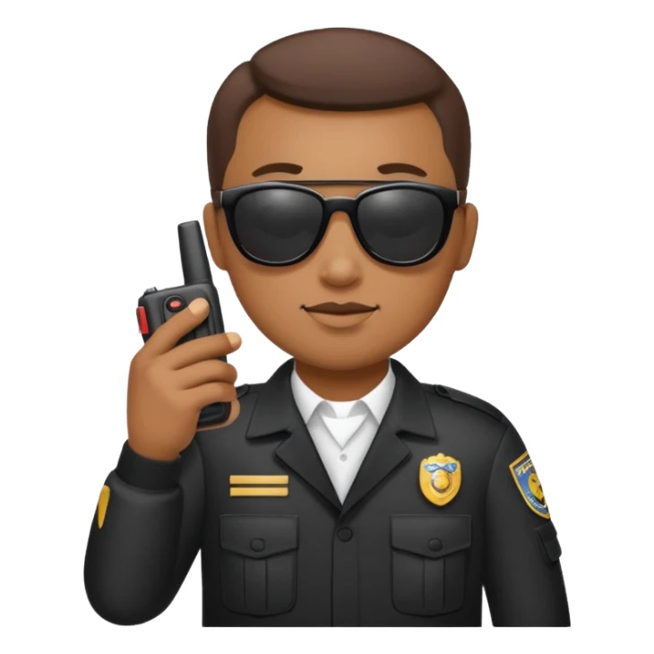 school security, sun glasses, holding walkie-talkie sticker