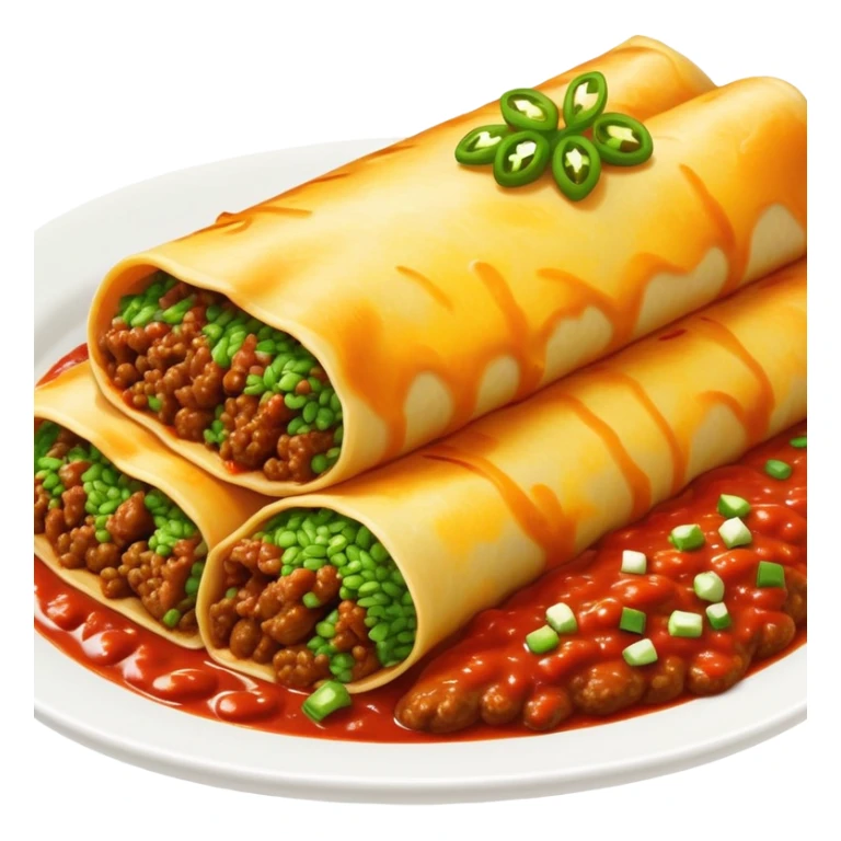 Pile of Green rice, Beef enchiladas with red sauce sticker