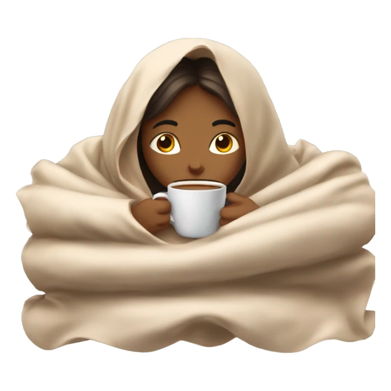 girl inside a blanket sipping coffee eyes closed sticker