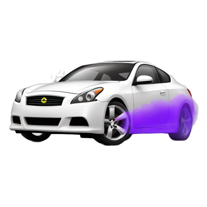 front end of a white g37 with purple fog lights sticker