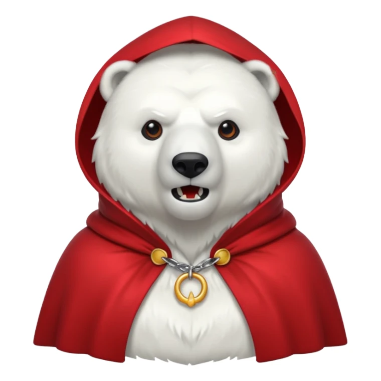 Vampire animal, polar bear in red collar cloak, fangs sticker