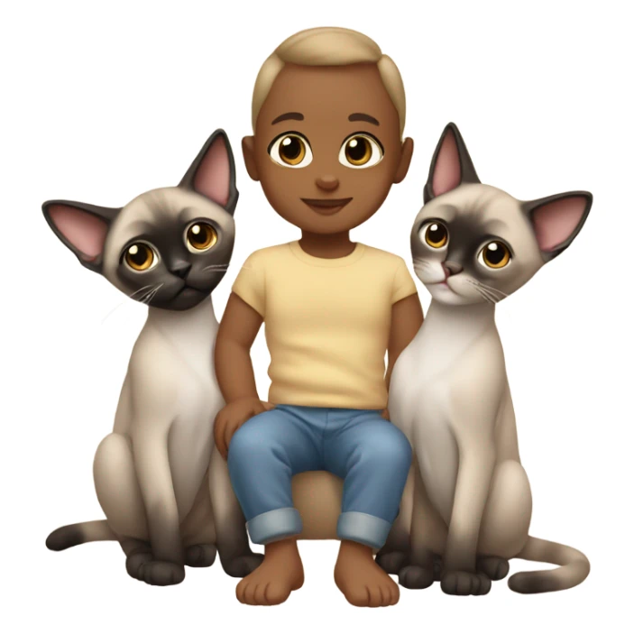 Baby with Siamese cats sticker