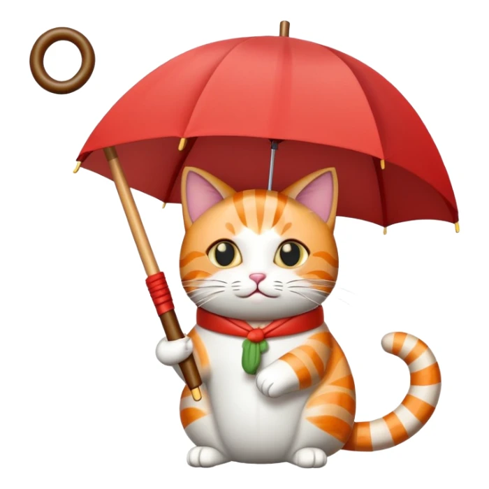 cat holding an umbrella made out of sushi sticker