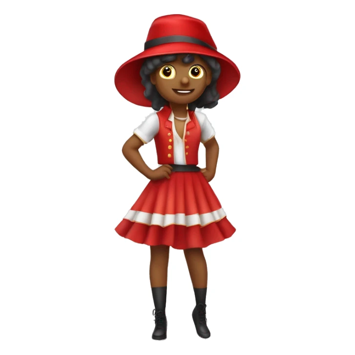 Dancer with red uniform im Gardetanz Stil mit Hut un Perücke und eine Beinführung halten. Helle Hautfarbe  sticker