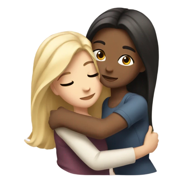 Brunette Girl hugs blonde girl sticker