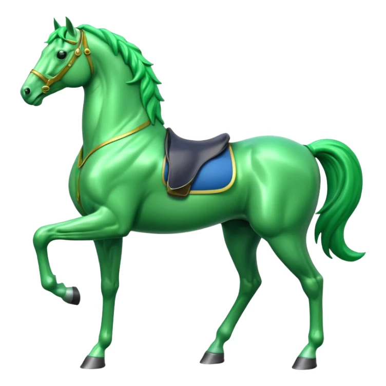 Green horse standing up with two feets facing right  sticker