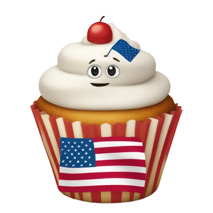 Happy cupcake with an American flag sticker