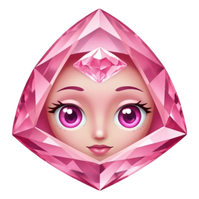 pink diamond with eyes, no nose, shiny and beautiful sticker