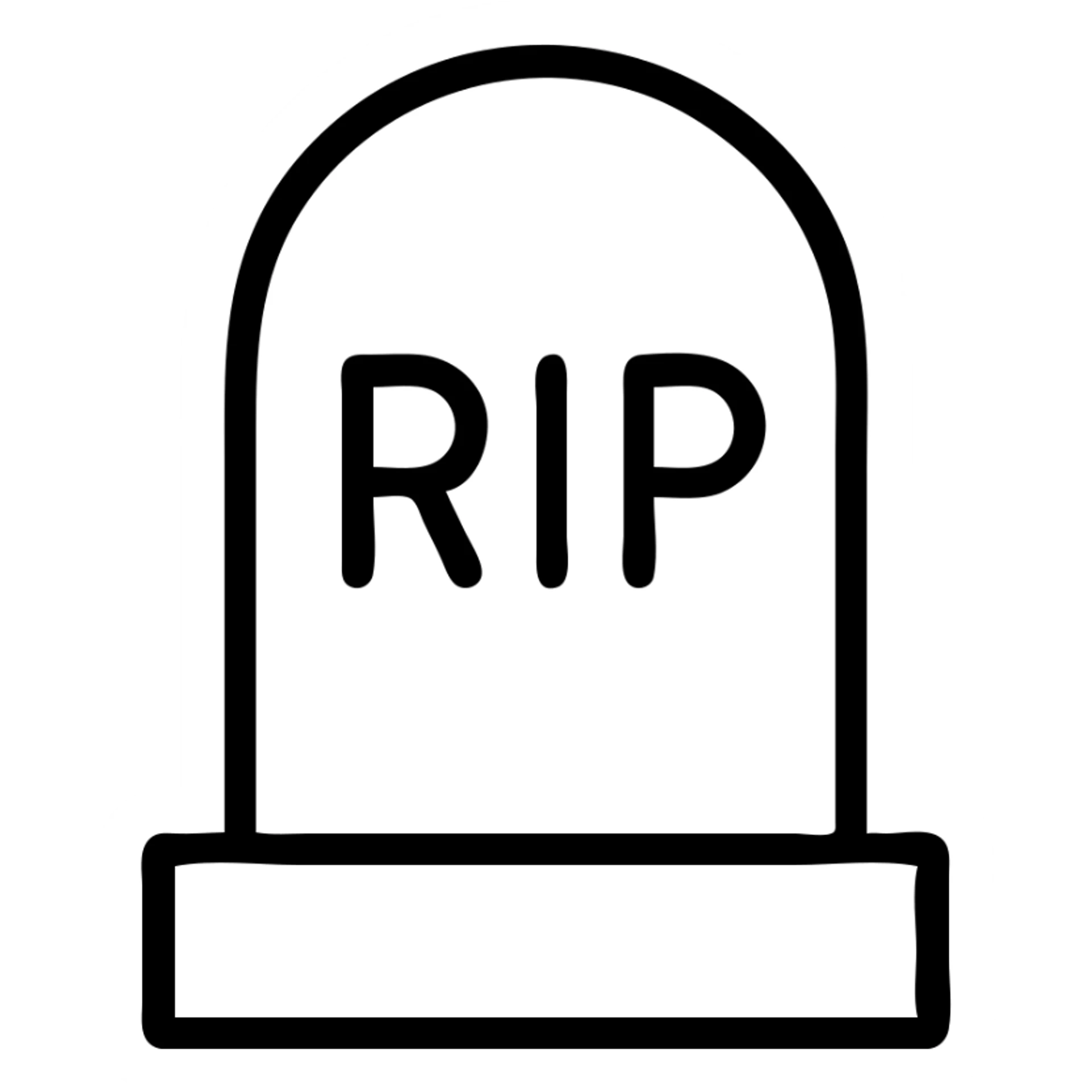 a headstone, outlined icon style, black lines, no fill, transparent background sticker
