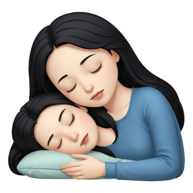 pale girl with long black hair sleeping sticker