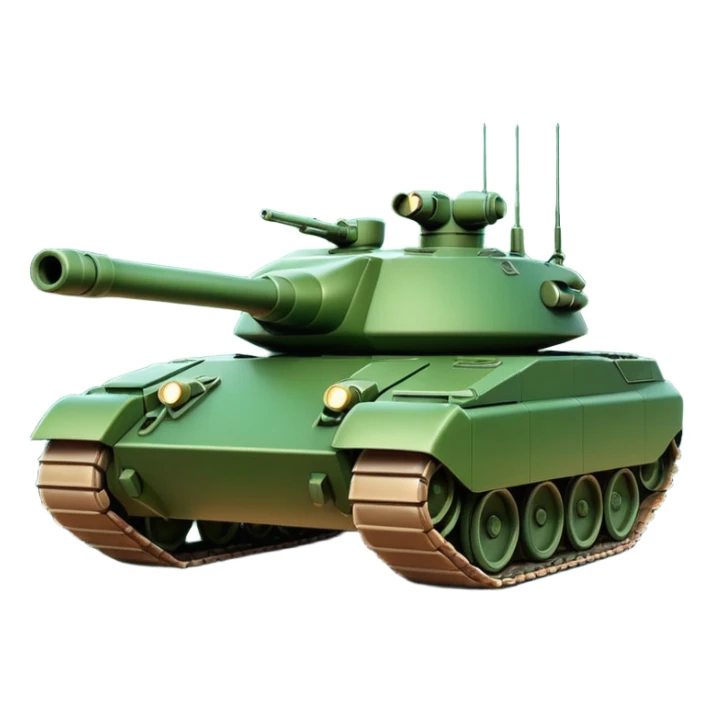 futuristic military tank 2025, modern and friendly, soft gradients, apple style emoji sticker