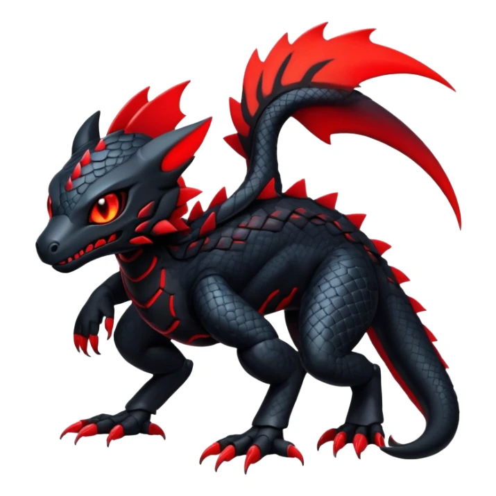 Modern Futuristic Scaly Cyber-Salandit-Litten-Hybrid (Full body) sticker